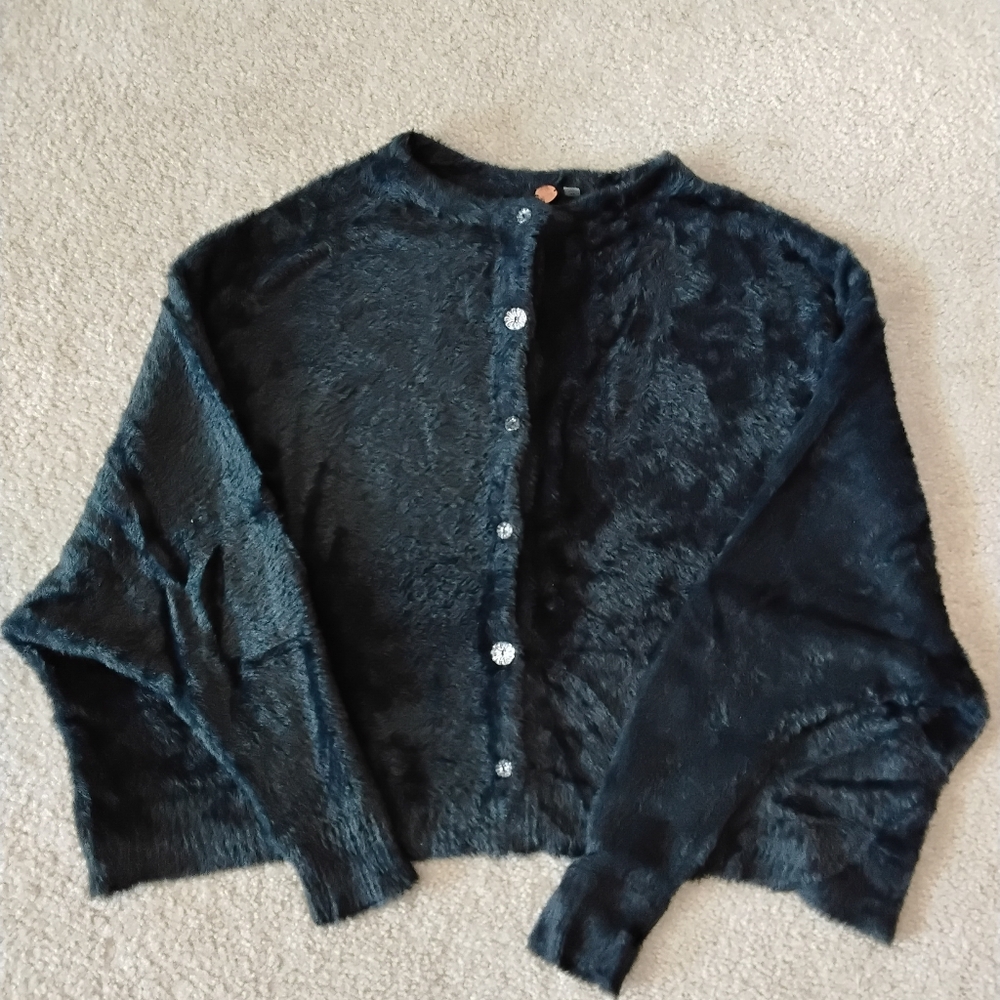 Free People One Black Fuzzy Women's Sweater